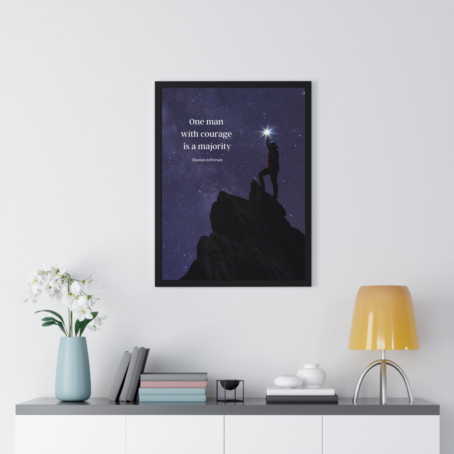 Thomas Jefferson Quote 4, Poster Art, Mountaintop, Reach for the Stars in Color, Nature, 3rd President of the United States, American Patriots, AI Art, Political Art, Presidential Quotes, Inspirational Quotes