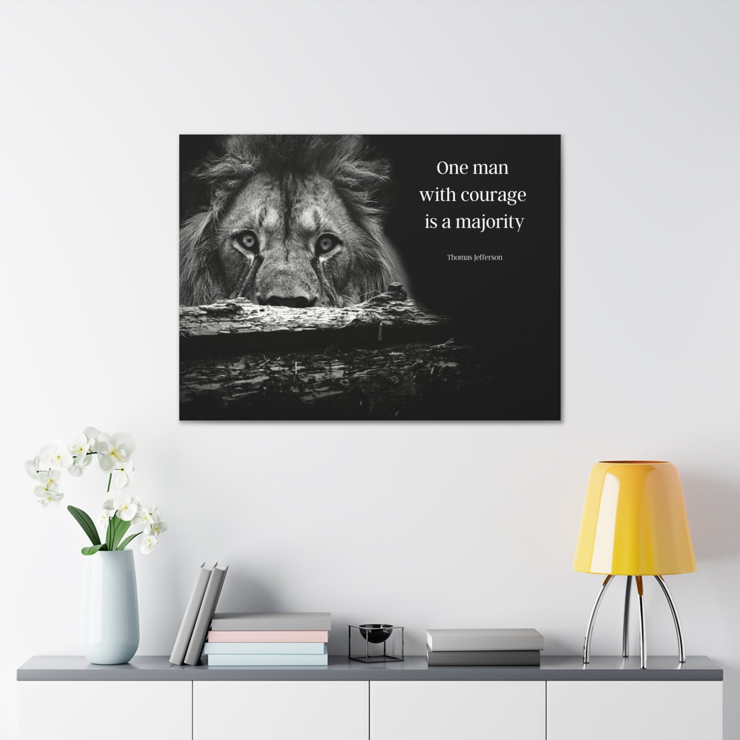 Thomas Jefferson Quote 4, Canvas Art, Horizontal Print, Lion, Courage, 3rd President of the United States, American Patriots, AI Art, Political Art, Canvas Prints, Presidential Quotes, Inspirational Quotes