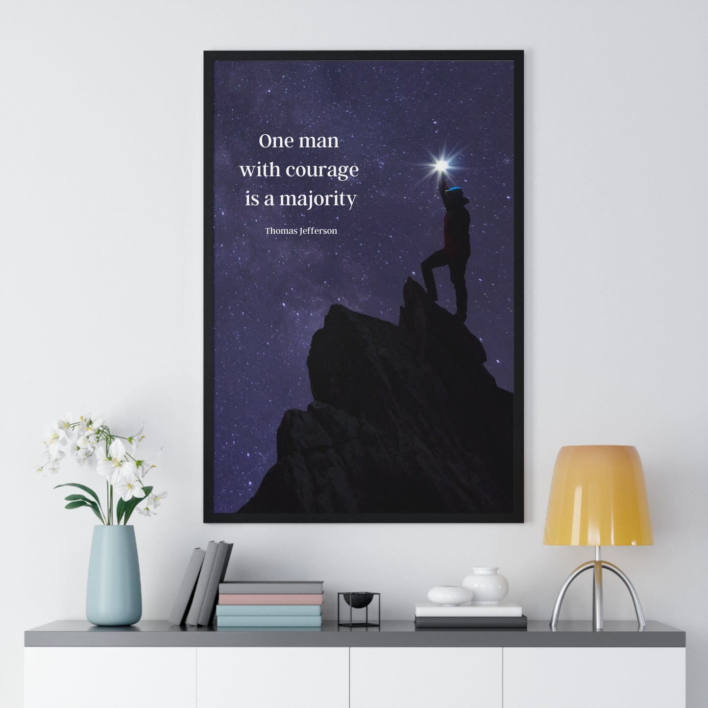 Thomas Jefferson Quote 4, Poster Art, Mountaintop, Reach for the Stars in Color, Nature, 3rd President of the United States, American Patriots, AI Art, Political Art, Presidential Quotes, Inspirational Quotes