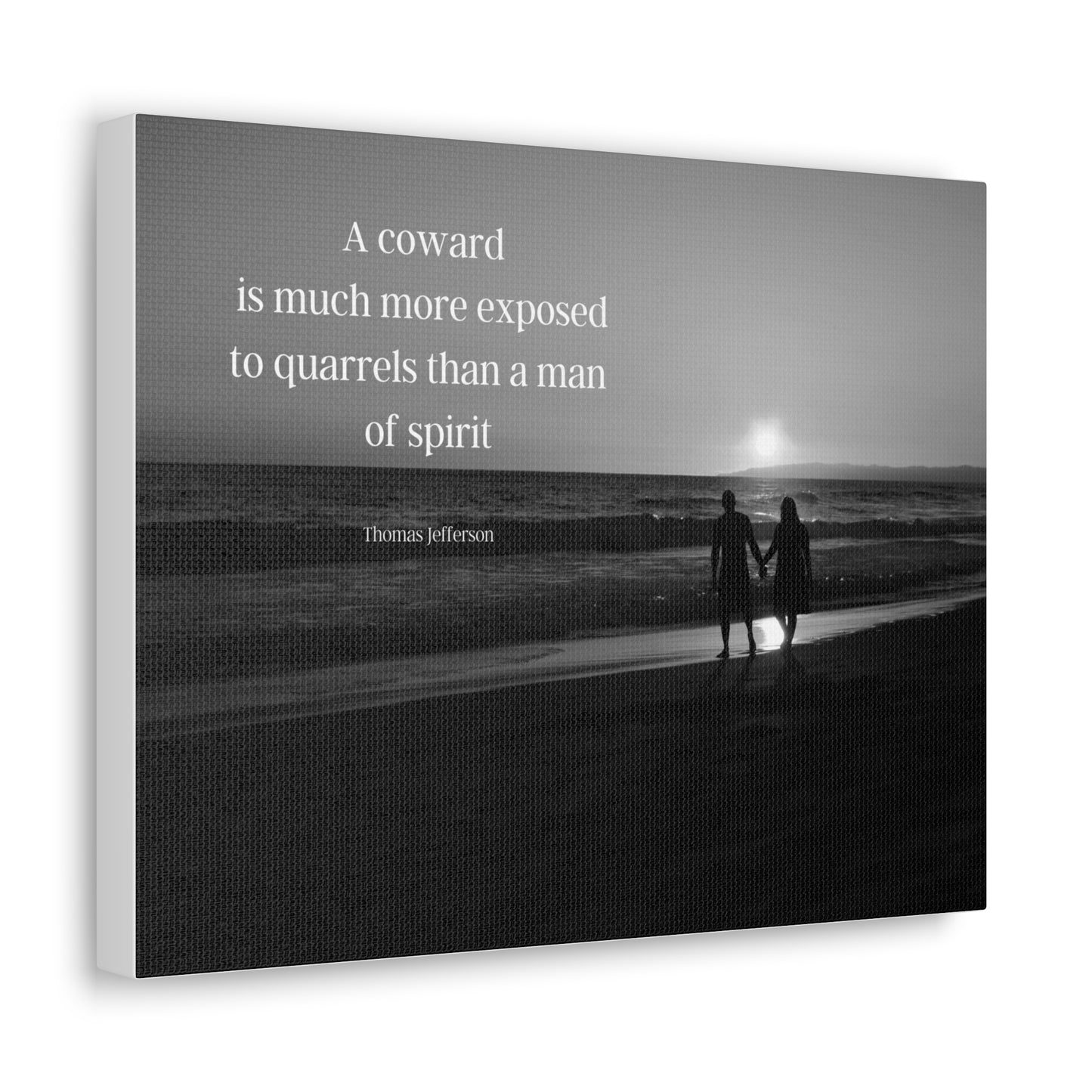 Thomas Jefferson Quote 6, Canvas Art, Horizontal Beach Print in Black and White, 3rd President of the United States, Ocean Art, Sunset, Nature, Political Art, Canvas Prints, Presidential Quotes, Inspirational Quotes