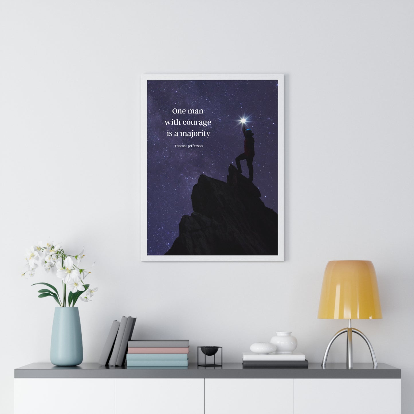 Thomas Jefferson Quote 4, Poster Art, Mountaintop, Reach for the Stars in Color, Nature, 3rd President of the United States, American Patriots, AI Art, Political Art, Presidential Quotes, Inspirational Quotes