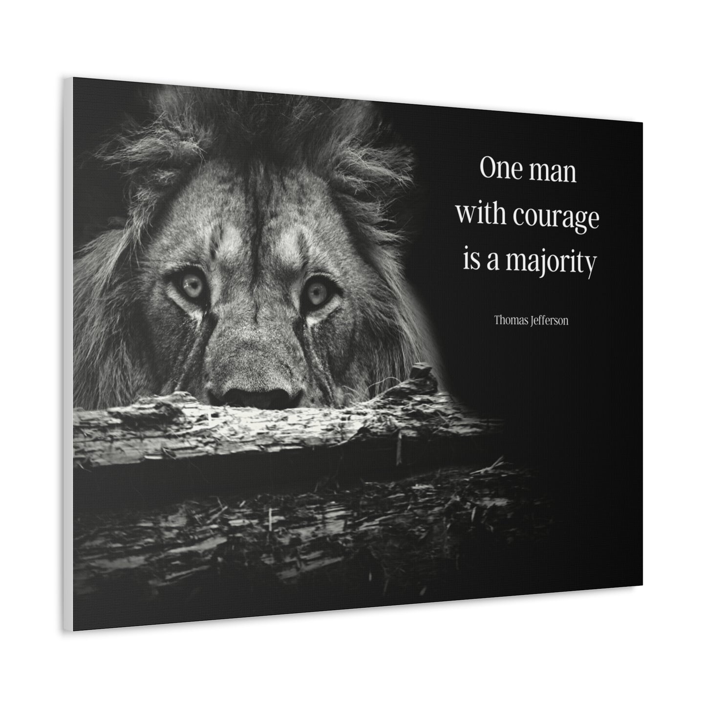 Thomas Jefferson Quote 4, Canvas Art, Horizontal Print, Lion, Courage, 3rd President of the United States, American Patriots, AI Art, Political Art, Canvas Prints, Presidential Quotes, Inspirational Quotes