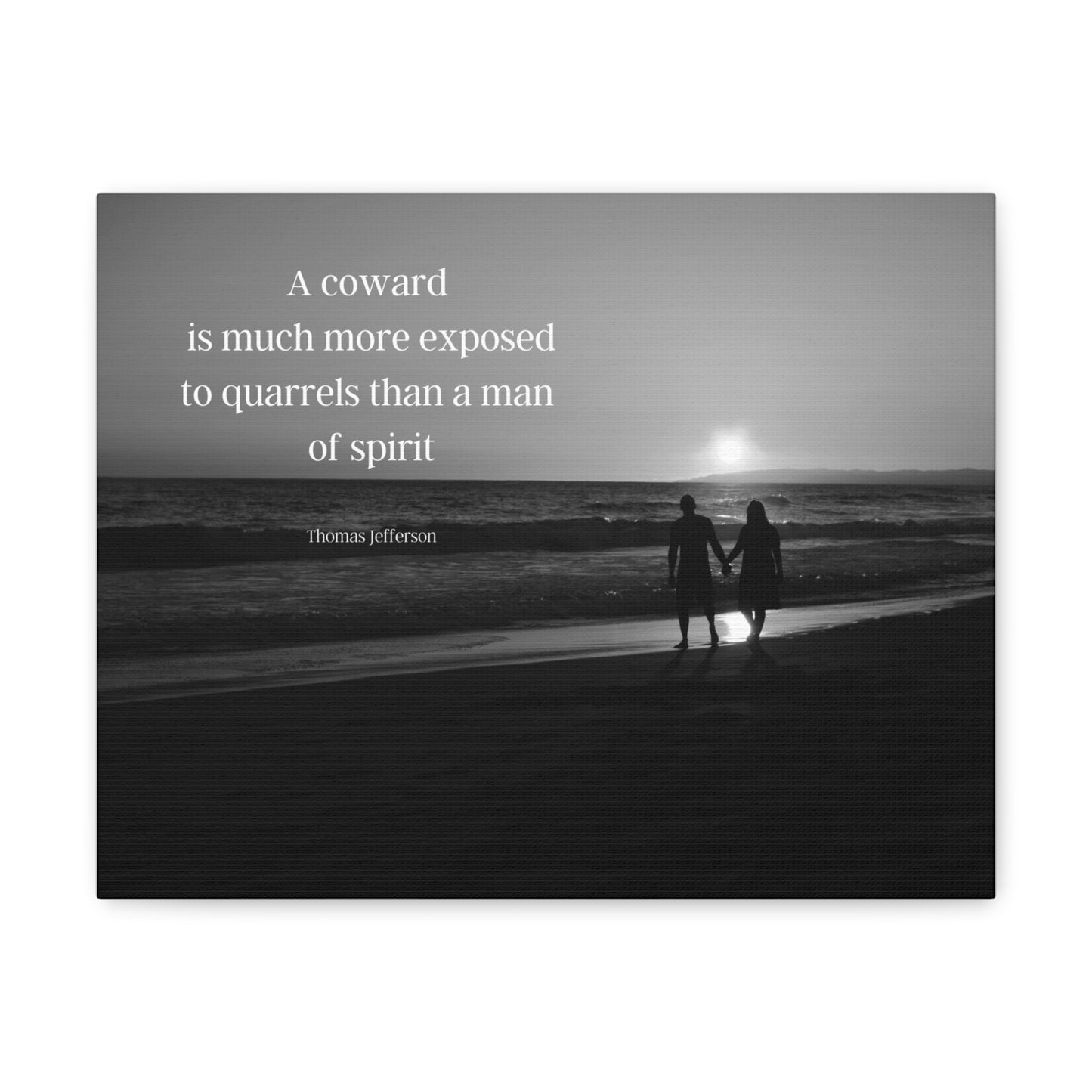 Thomas Jefferson Quote 6, Canvas Art, Horizontal Beach Print in Black and White, 3rd President of the United States, Ocean Art, Sunset, Nature, Political Art, Canvas Prints, Presidential Quotes, Inspirational Quotes